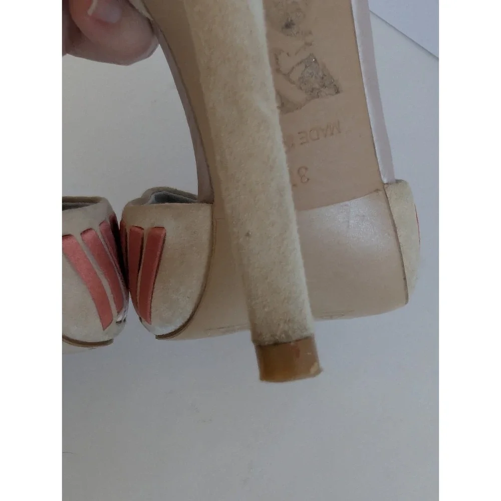 Reiss Womens Heels Size 7 Nude Coral Ankle Strap Cutout Peep Toe Stiletto - Picture 14 of 16